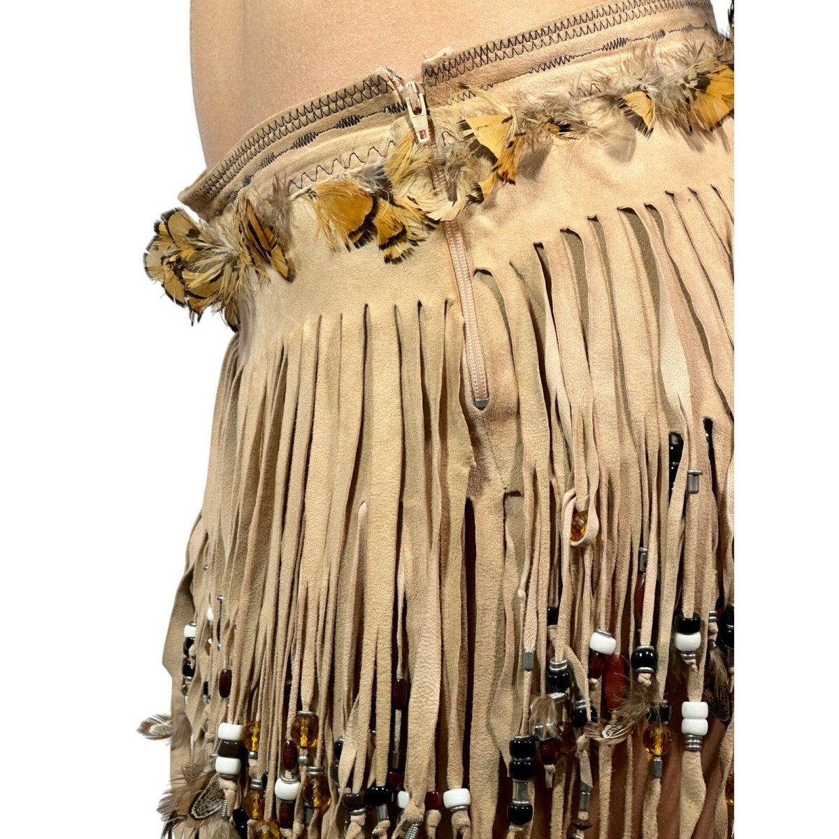 DOLCE & GABBANA Beaded Feather Fringe Skirt - Brandsamsara