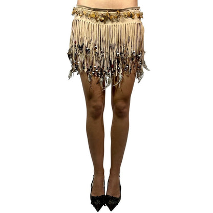 DOLCE & GABBANA Beaded Feather Fringe Skirt - Brandsamsara