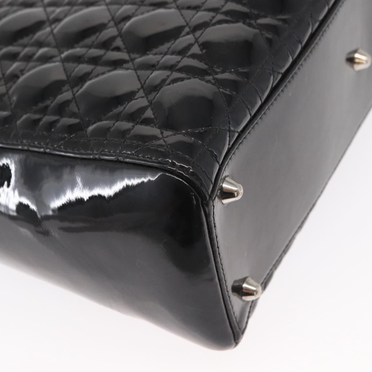 Christian Dior Lady Dior Cannage Stitch Patent, Black, Patent Leather, Handbag
