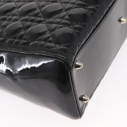 Christian Dior Lady Dior Cannage Stitch Patent, Black, Patent Leather, Handbag