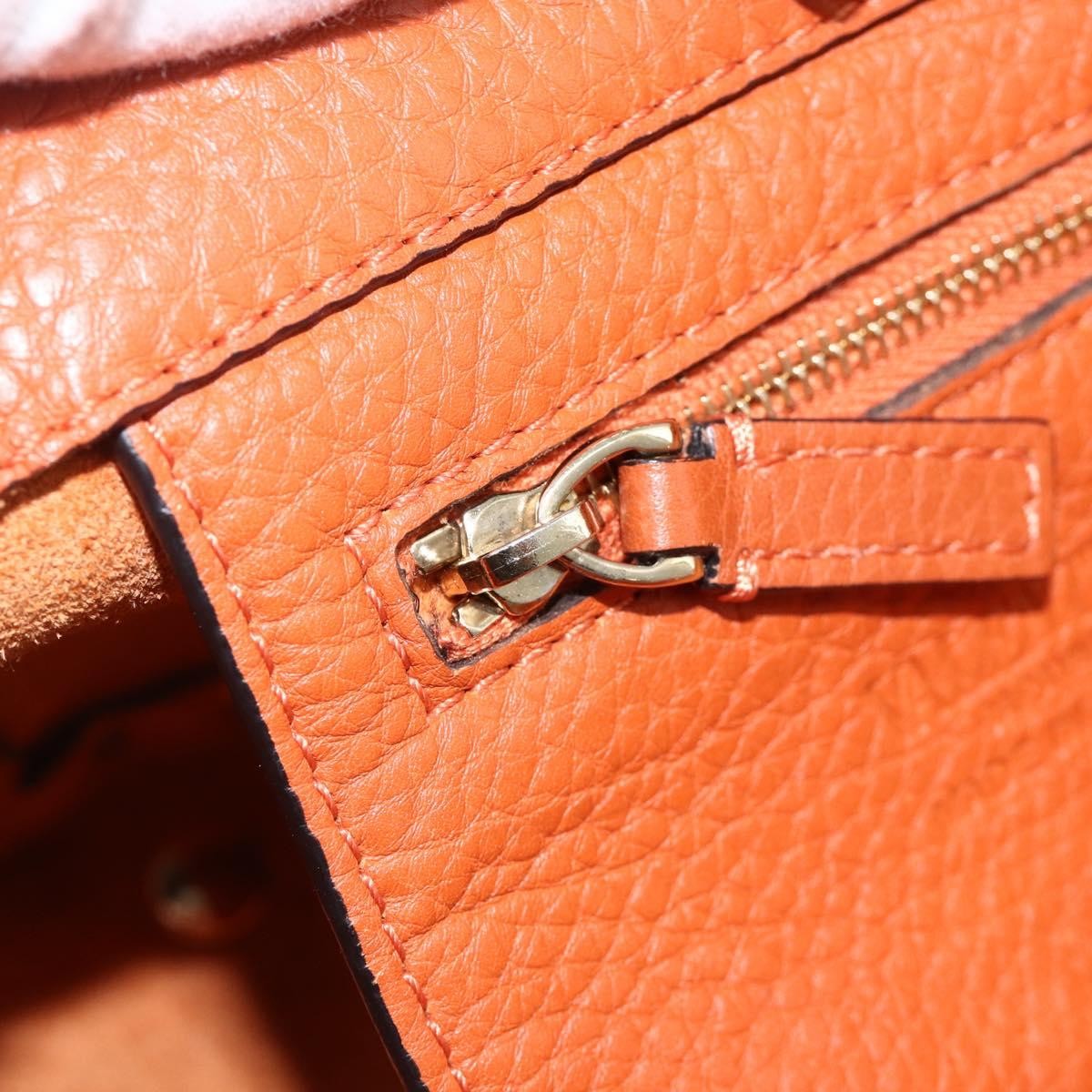 Valentino Garavani Rockstud Pebbled Leather, Orange, Leather, Tote Bag
