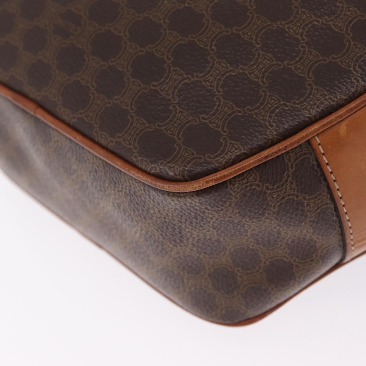 Celine Macadam Shoulder Leather, Brown, Canvas, Crossbody Bag