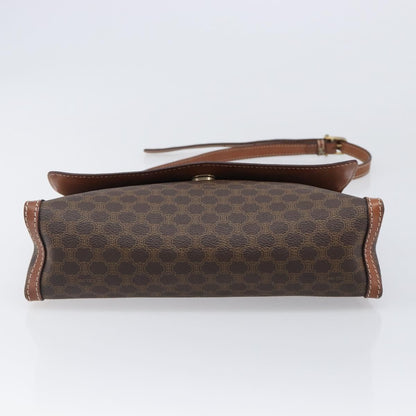 Celine Vintage Macadam Canvas and Leather, Brown, Canvas, Shoulder Bag