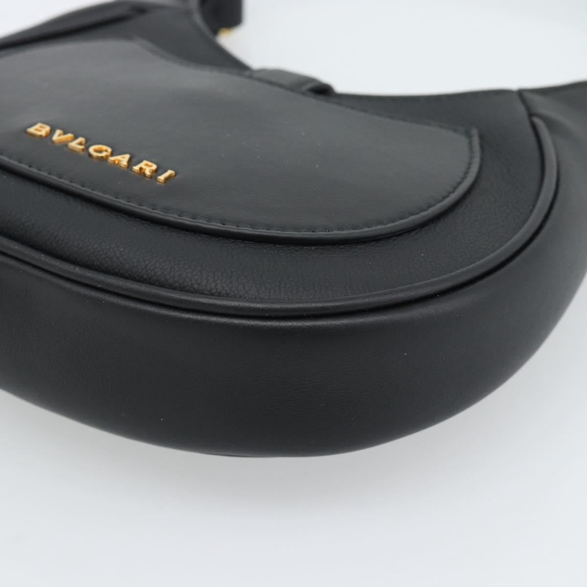 Bvlgari Serpenti Ellipse Leather, Black, Leather, Shoulder Bag
