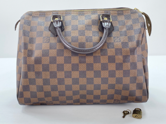 Louis Vuitton Speedy Handbag Damier, Brown, Canvas, Handbag