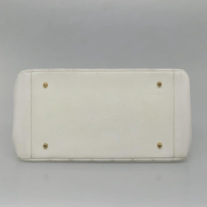 Chanel Vintage Grand Shopping Quilted Caviar, White, Leather, Tote Bag