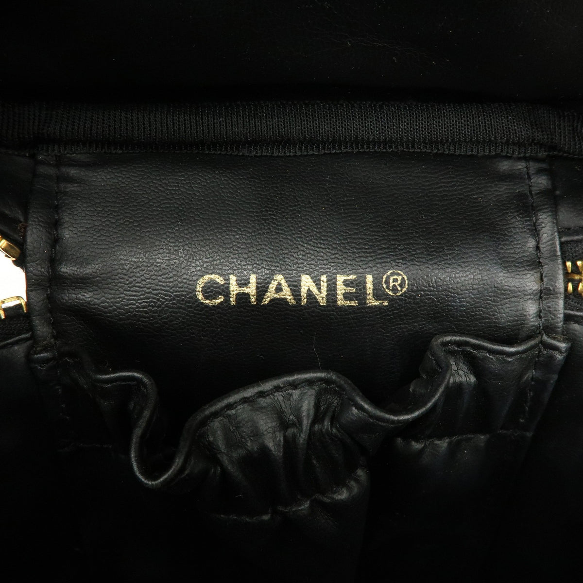 Chanel Vintage Cosmetic Case Lambskin, Black, Leather, Clutch