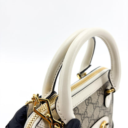Gucci Horsebit 1955 Top Handle GG Coated Canvas with Leather, Beige, Canvas, Handbag