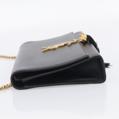 Saint Laurent Classic Monogram Tassel Leather, Black, Leather, Crossbody Bag