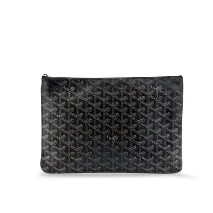 Goyard Senat Zip Coated Canvas, Black, Canvas, Clutch