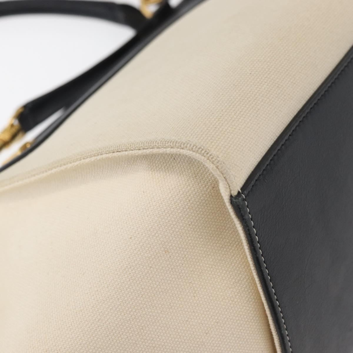 Celine Trapeze Leather with Canvas, Beige, Canvas, Handbag