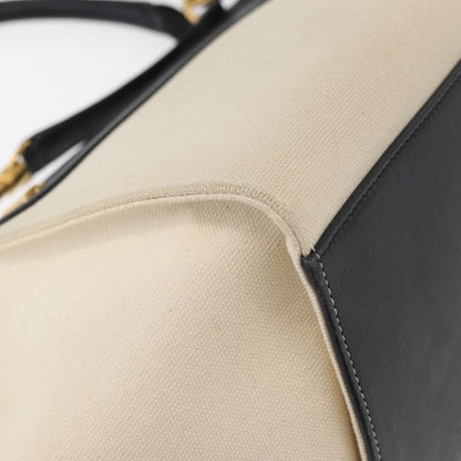 Celine Trapeze Leather with Canvas, Beige, Canvas, Handbag