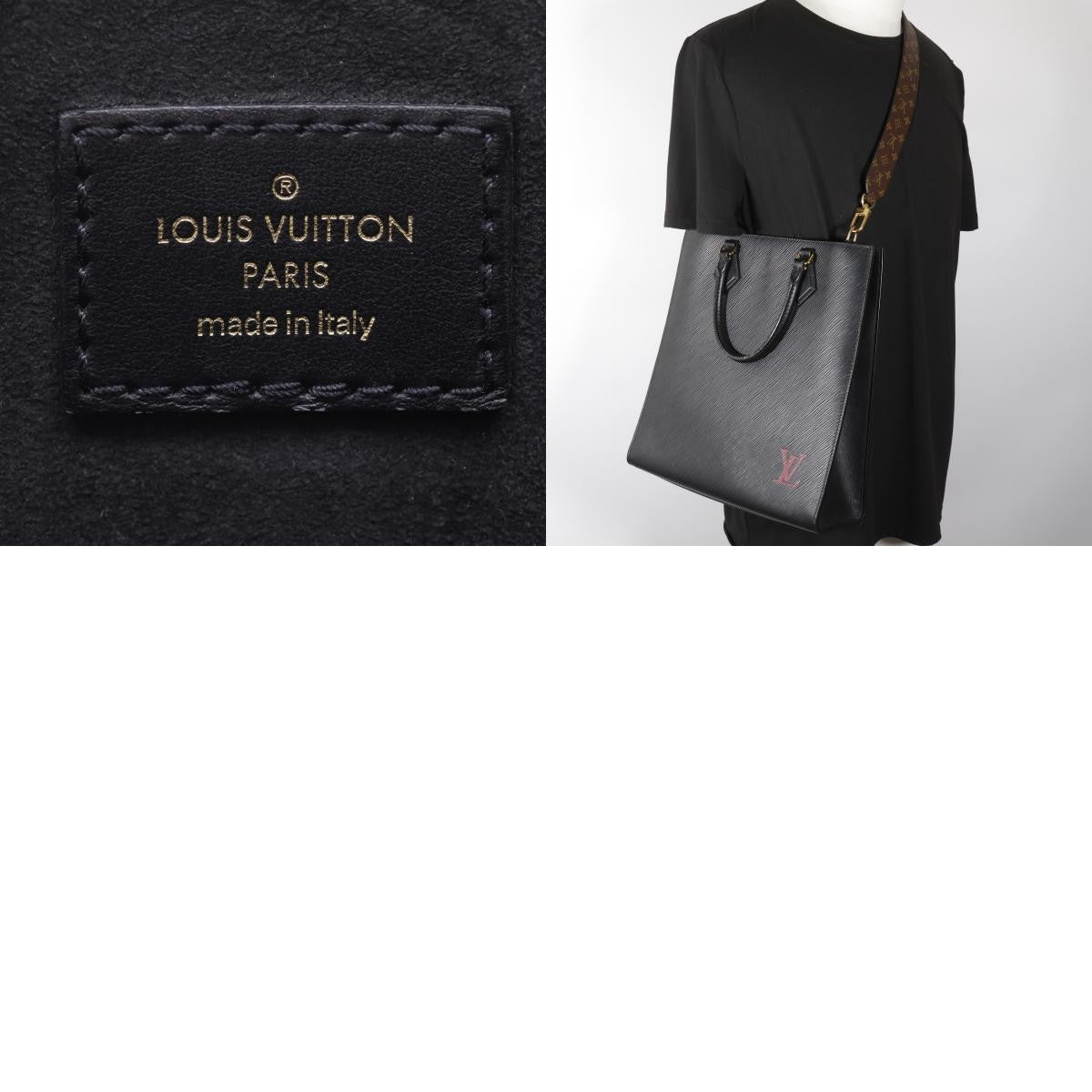 Louis Vuitton Sac Plat NM Epi Leather, Black, Leather, Handbag