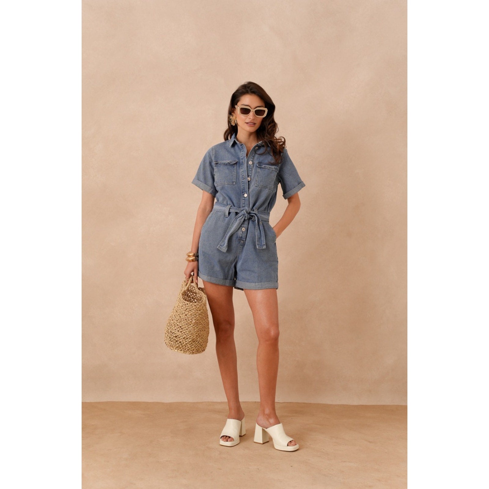 Oraije Paris Denim Playsuit