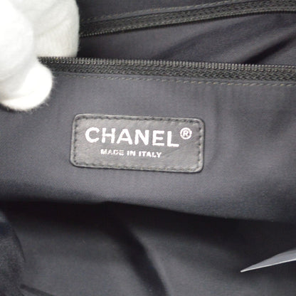 Chanel Biarritz Quilted Coated Canvas, Black, Canvas, Tote Bag