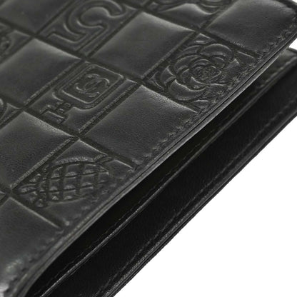 Chanel Lucky Symbols French Embossed Quilted Leather, Black, Leather, Wallet
