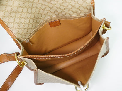 Celine Vintage Macadam Canvas and Leather, Beige, Canvas, Shoulder Bag