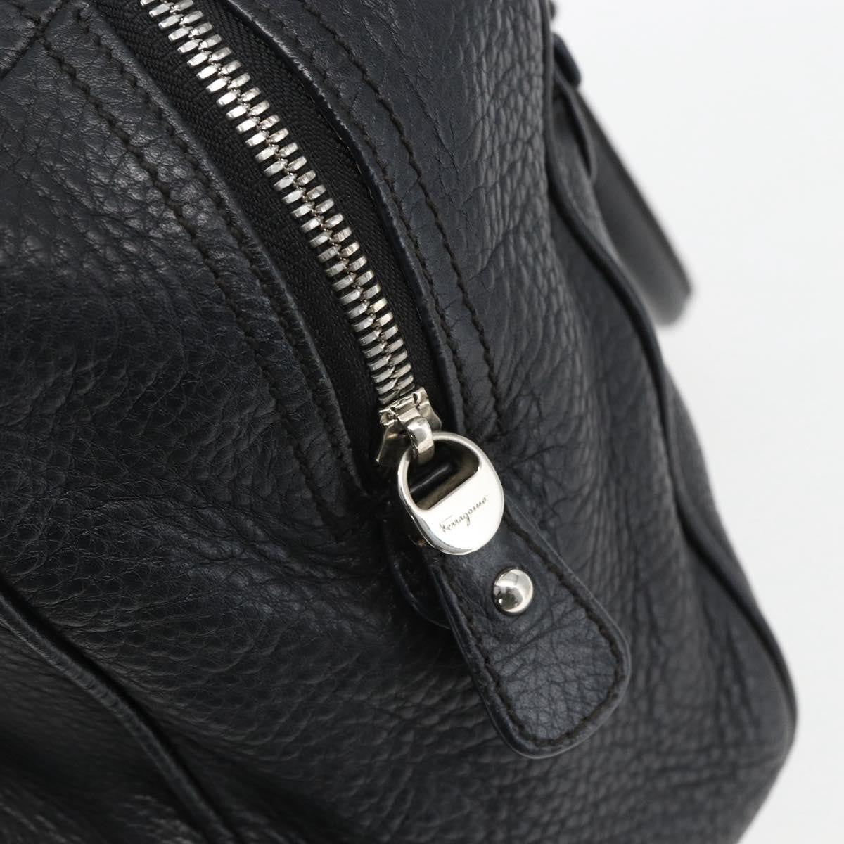 Salvatore Ferragamo Gancini Buckle Leather, Black, Leather, Shoulder Bag