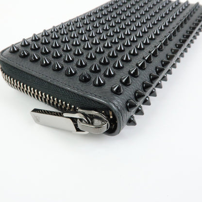Christian Louboutin Panettone Spiked Leather, Black, Leather, Wallet