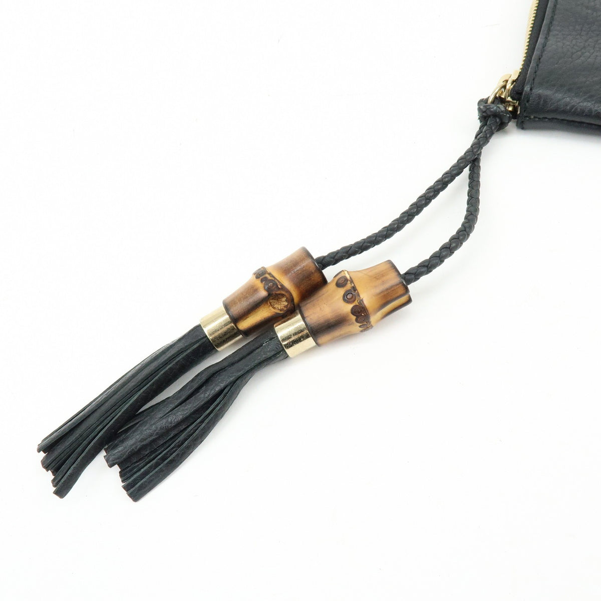 Gucci Bamboo Zip Pouch (Outlet) Leather, Black, Leather, Clutch