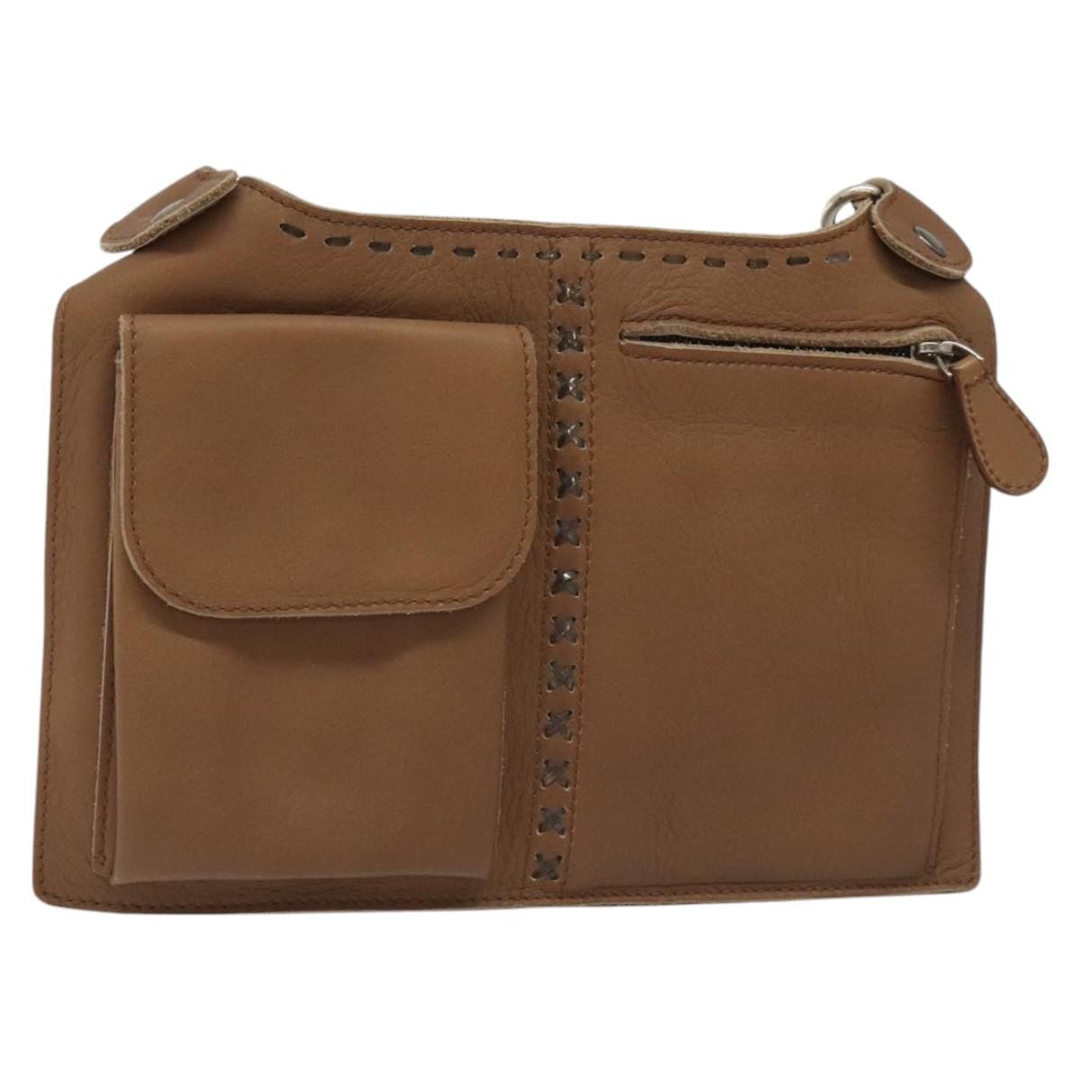 Bottega Veneta Vintage Front Pocket Waist Leather, Brown, Leather, Clutch