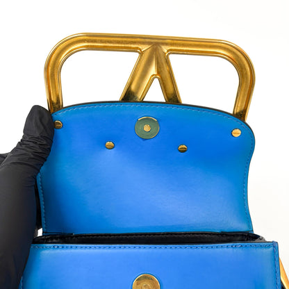 Valentino Garavani Supervee Leather, Blue, Leather, Crossbody Bag