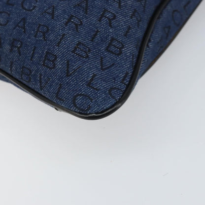 Bvlgari Logomania Canvas with Leather, Blue, Canvas, Shoulder Bag