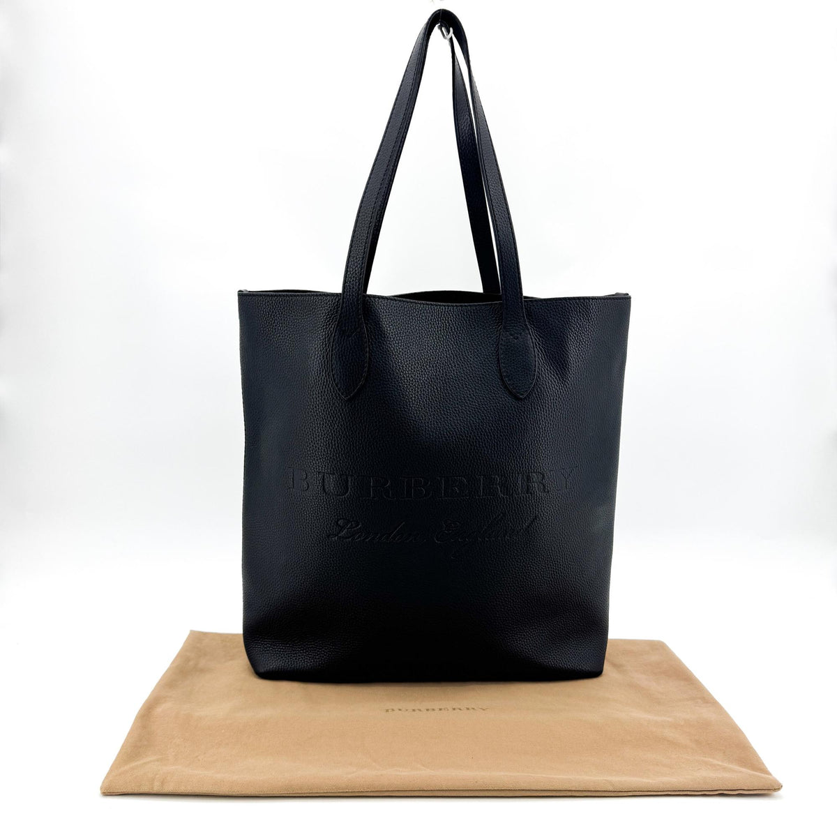 Burberry Remington Embossed Leather, Black, Leather, Tote Bag