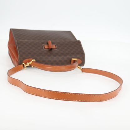 Celine Vintage Convertible Top Handle Macadam Coated Canvas, Brown, Canvas, Handbag