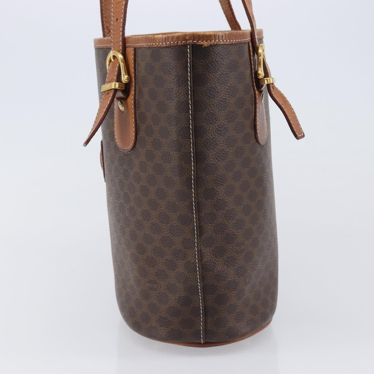 Celine Vintage Macadam Shopper Coated Canvas, Brown, Canvas, Tote Bag