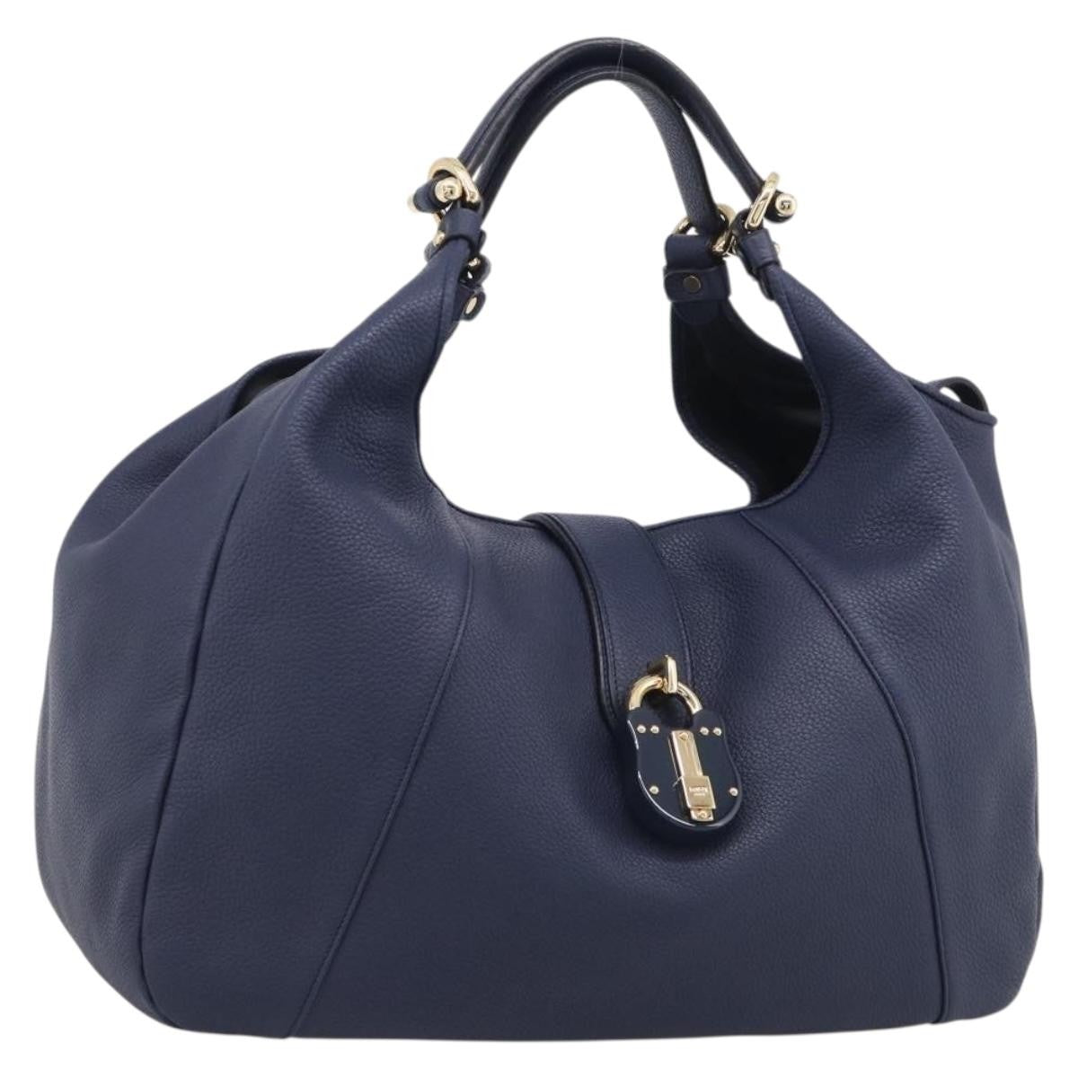 Loewe Calle Hobo Leather, Navy, Leather, Shoulder Bag