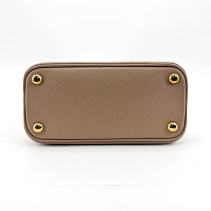 Prada Matinee Top Handle Saffiano Leather, Beige, Leather, Handbag