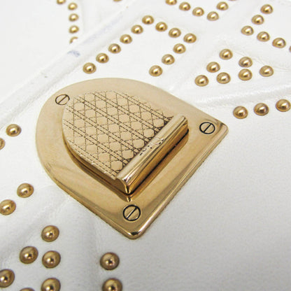 Christian Dior Diorama Vertical Clutch on Chain Studded Leather, White, Leather, Clutch