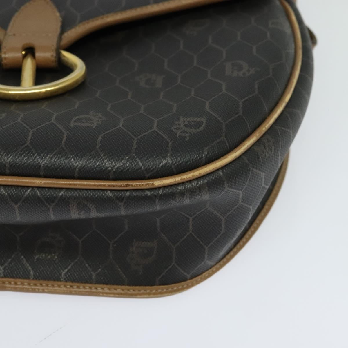 Christian Dior Vintage Honeycomb Flap Canvas and Leather, Black, Canvas, Shoulder Bag