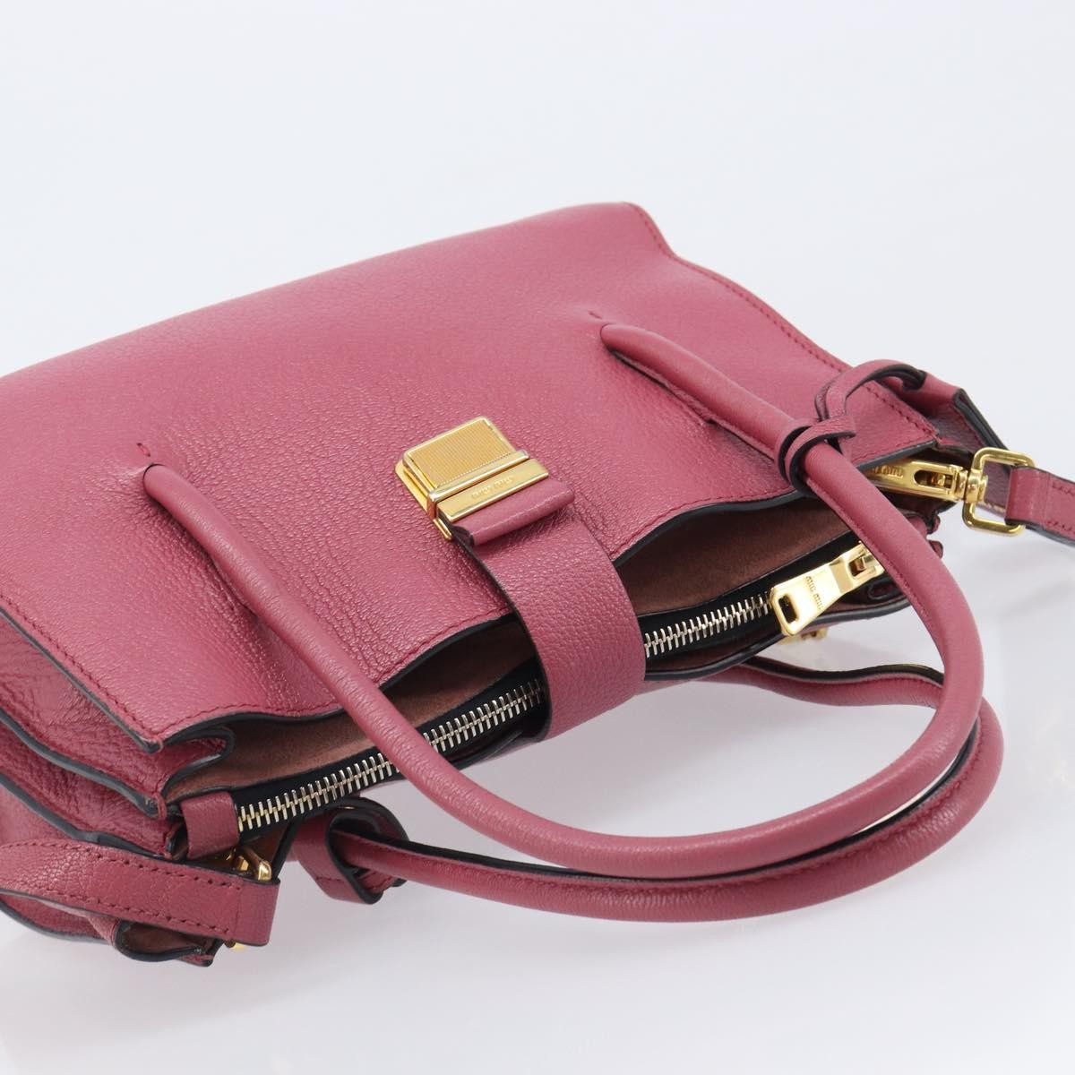 Miu Miu Madras Convertible Compartment Leather, Pink, Leather, Tote Bag