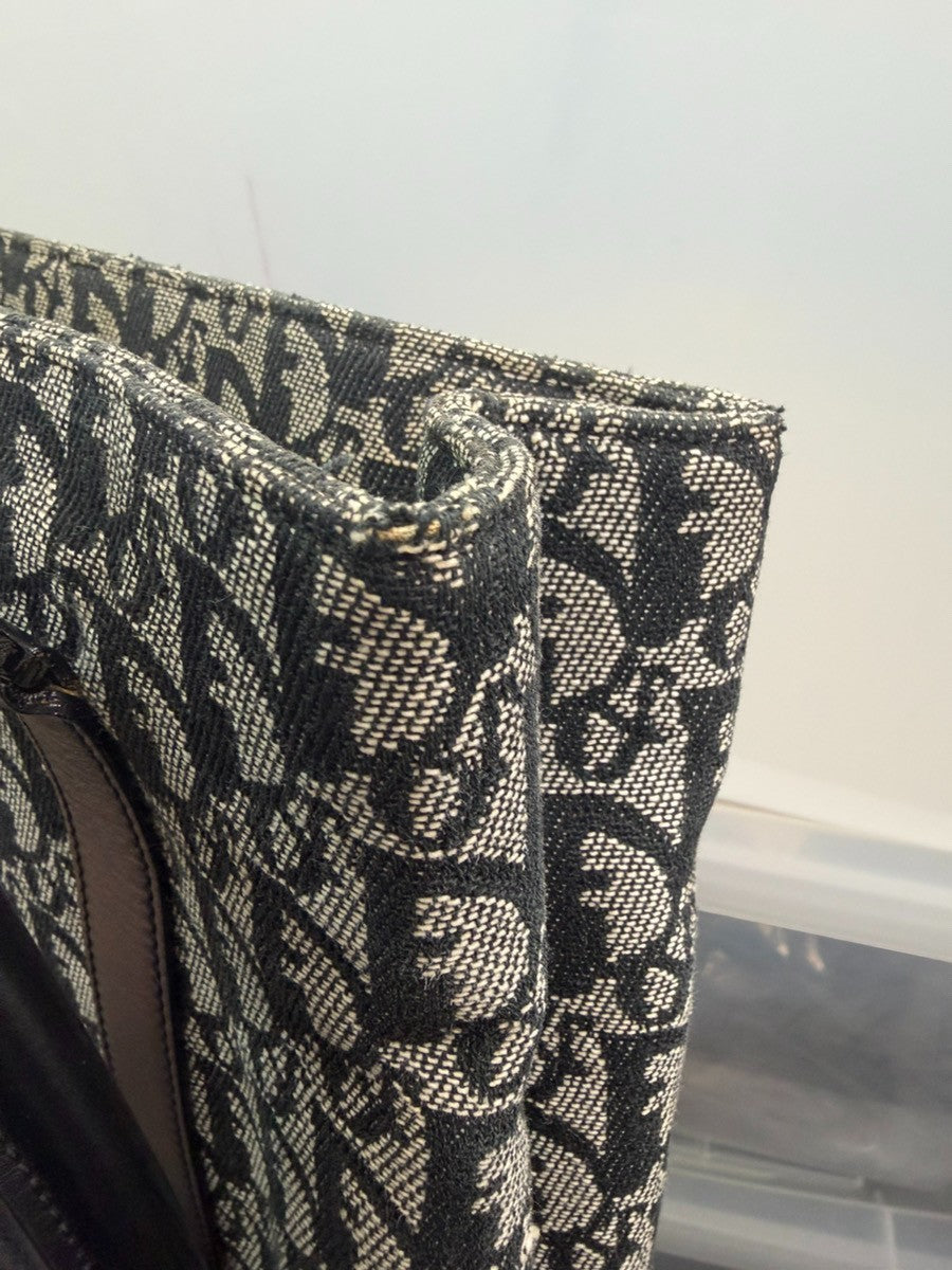 Christian Dior Vintage Open Diorissimo Canvas, Black, Canvas, Tote Bag