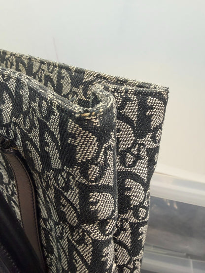 Christian Dior Vintage Open Diorissimo Canvas, Black, Canvas, Tote Bag