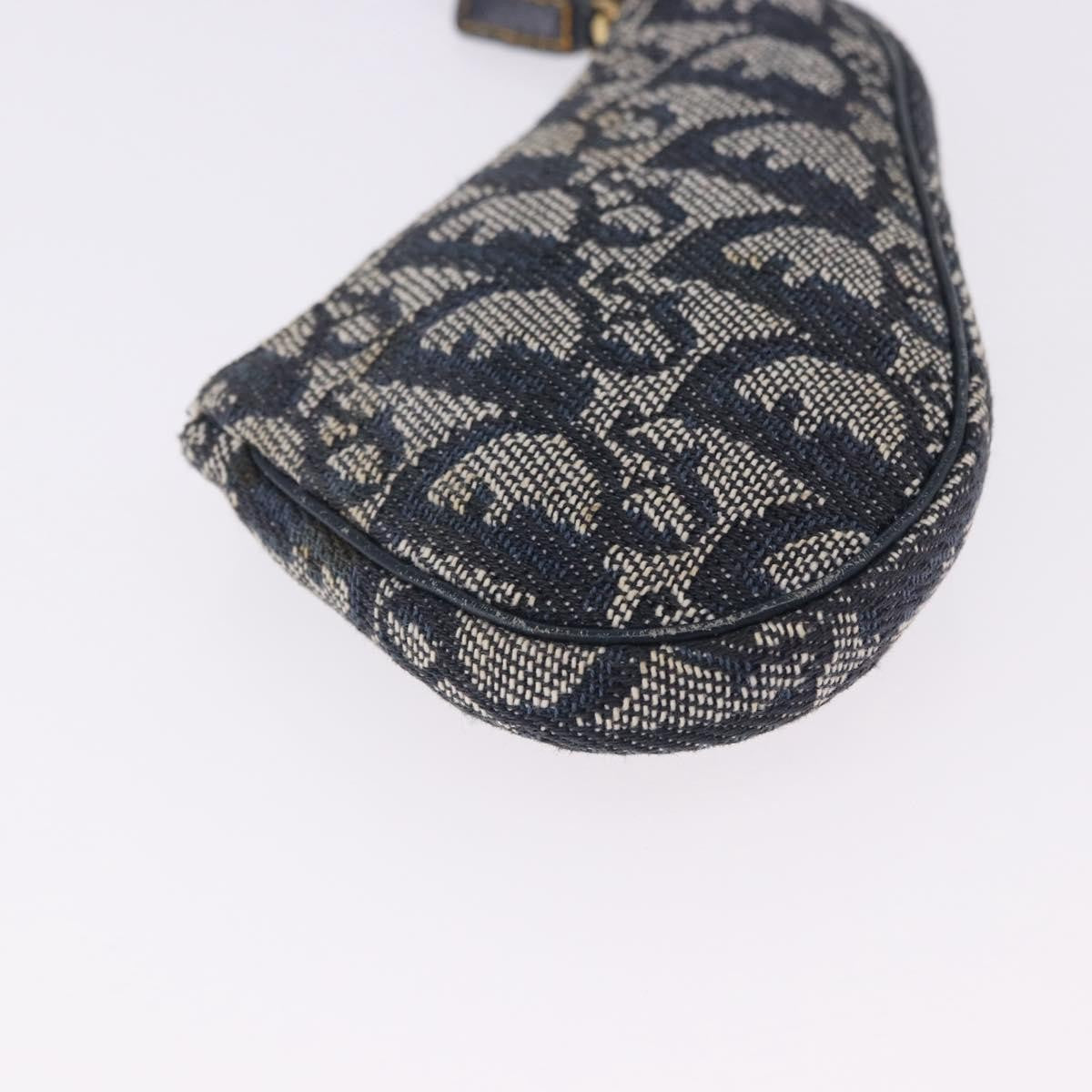 Christian Dior Vintage Saddle Zip Coin Purse Diorissimo Canvas, Navy, Canvas, Clutch