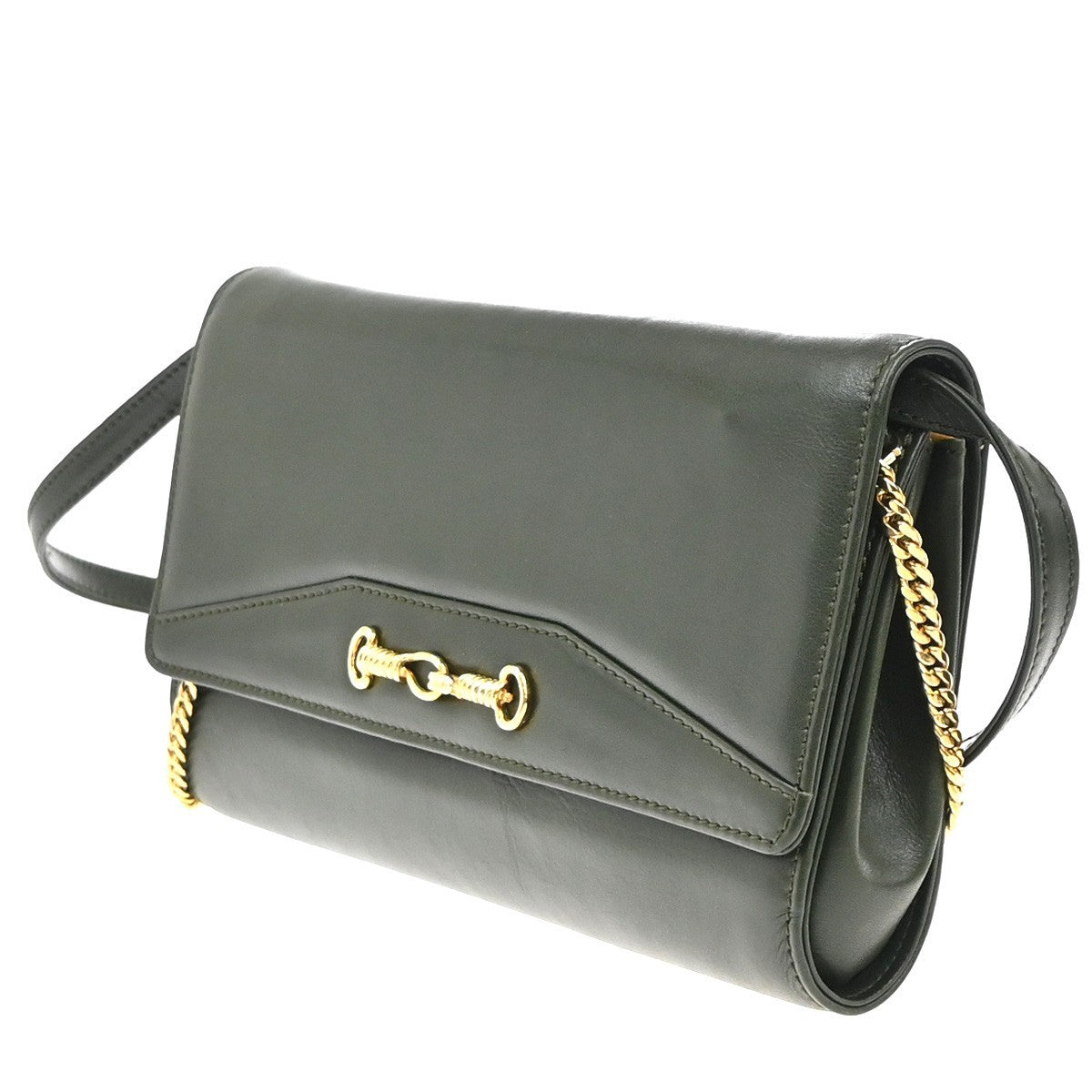 Celine Vintage Leather, Green, Leather, Shoulder Bag