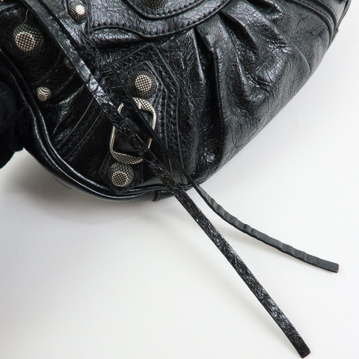 Balenciaga Le Cagole Giant Studs Chain Leather, Black, Leather, Shoulder Bag