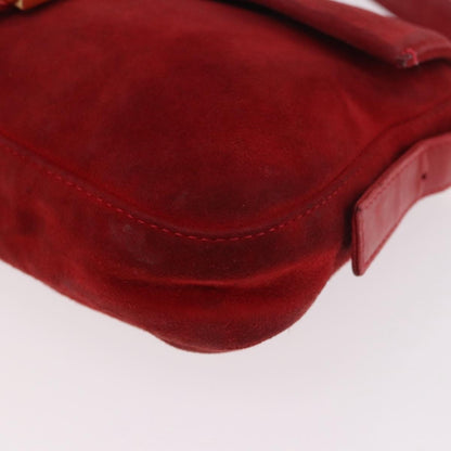 Fendi Baguette Leather, Red, Suede, Shoulder Bag