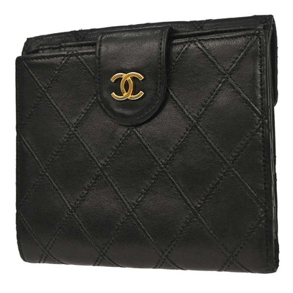 Chanel Envelope Gusset Chevron Lambskin, Black, Leather, Wallet