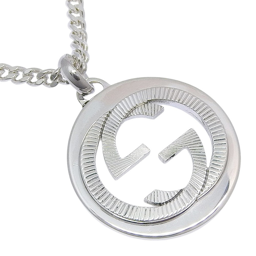 Gucci Engraved Interlocking G Chain Link Pendant Sterling Silver, Silver, Silver, Necklace