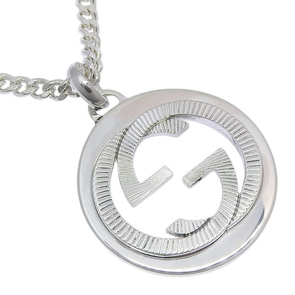 Gucci Engraved Interlocking G Chain Link Pendant Sterling Silver, Silver, Silver, Necklace