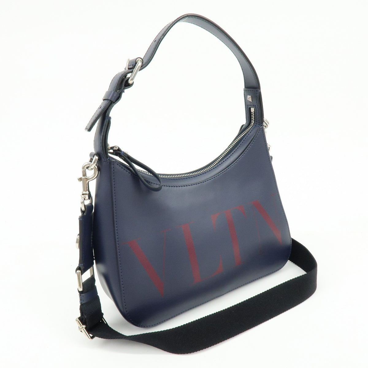 Valentino Garavani VLTN Hobo Printed Leather, Navy, Leather, Shoulder Bag