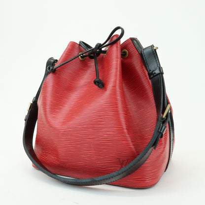 Louis Vuitton Bicolor Petit Noe Epi Leather, Red, Leather, Handbag