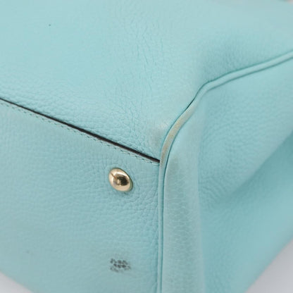 Gucci Bamboo Shopper Leather, Blue, Leather, Tote Bag