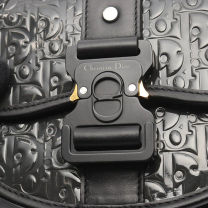 Christian Dior Saddle Messenger Patent Leather, Black, Patent Leather, Shoulder Bag