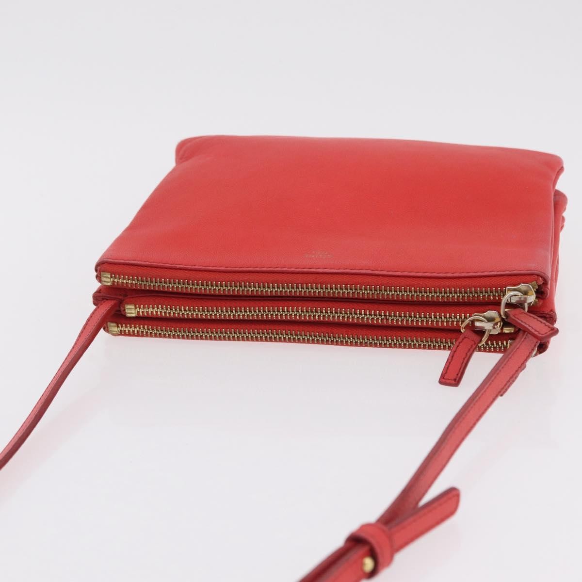 Celine Trio Leather, Red, Leather, Crossbody Bag