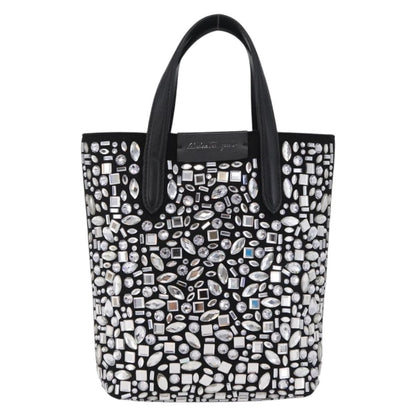 Salvatore Ferragamo Convertible Crystal Embellished Leather, Black, Leather, Tote Bag